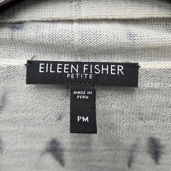 Eileen Fisher Alpaca Silk Open Front Drape Tie Dye Cardigan Size MP - Picture 4 of 6